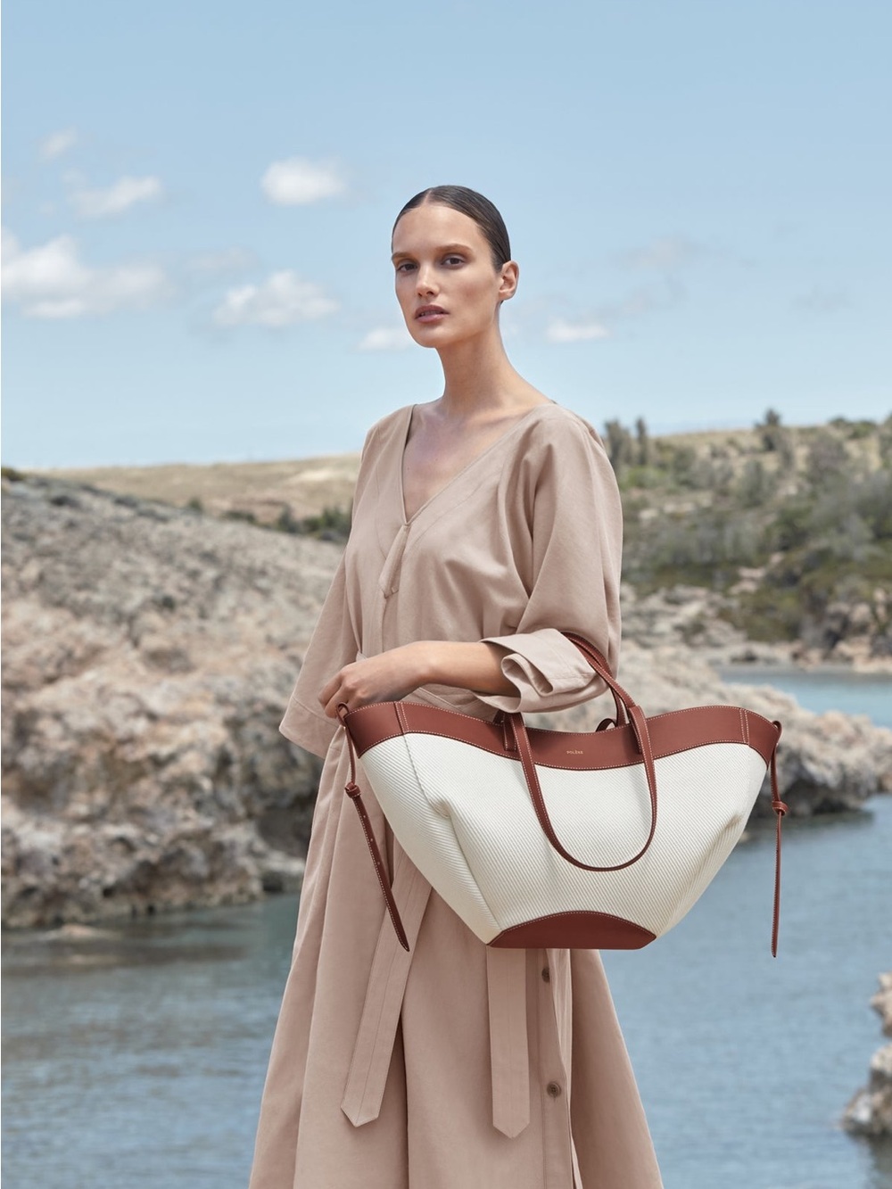 Polene Cyme Tisse Bag cognac Canvas please READ